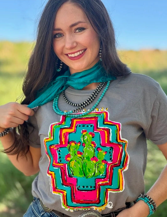 Callie Ann Stetler Aztec with Cacti Boyfriend Tee