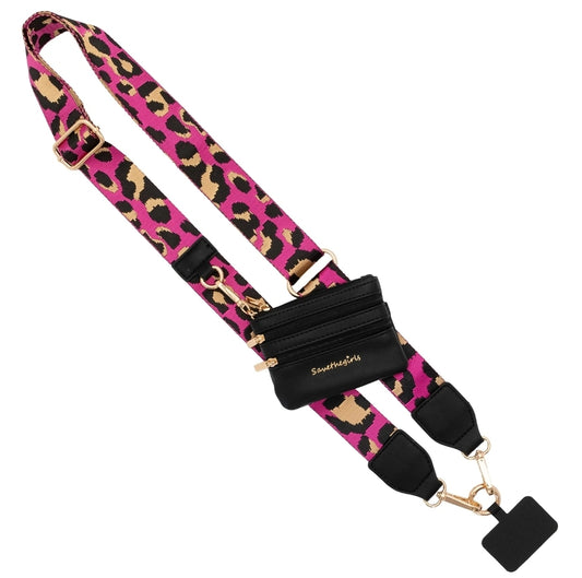 Clip & Go Strap with Pouch - Leopard Collection Pink