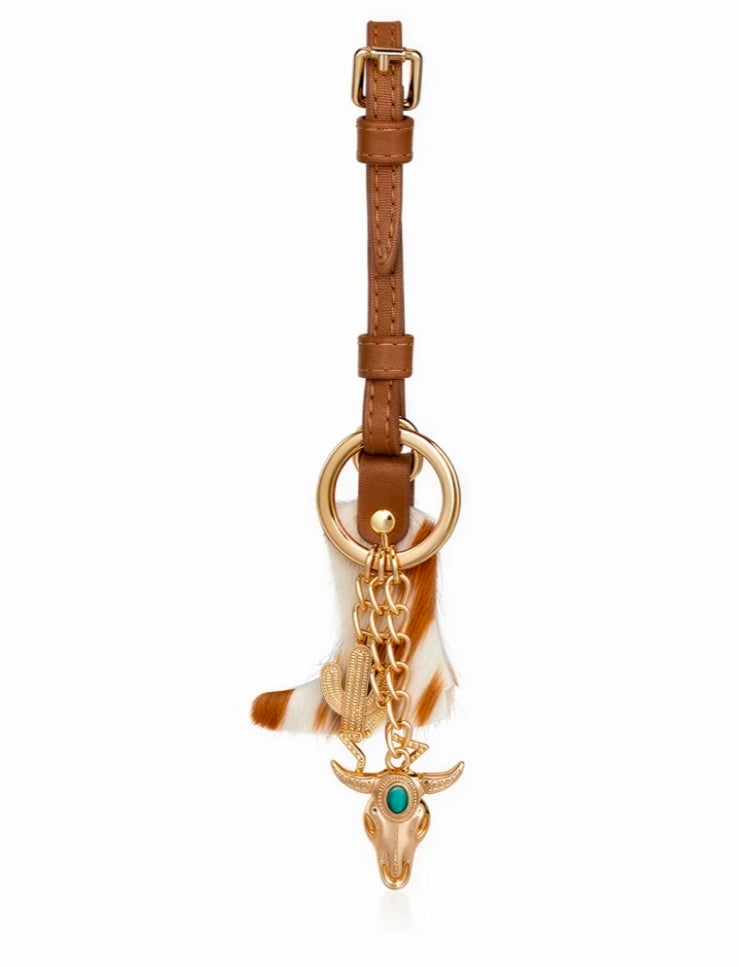 Wrangler Western Cowhide Cowboy Boot Bag Charm - Brown
