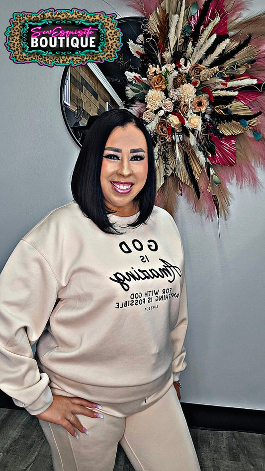 Women's God Is Amazing Sweatshirt & Joggers Set - OAT