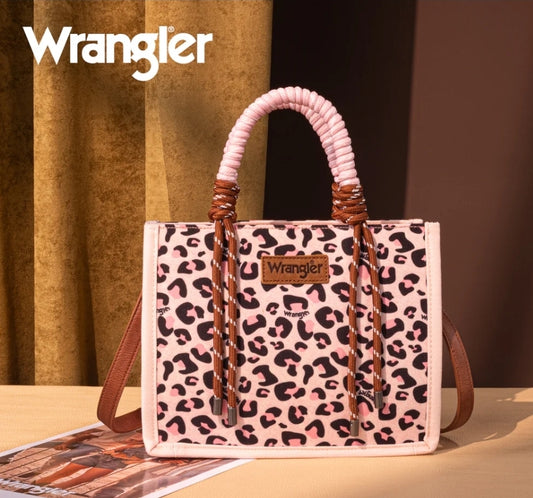 Wrangler Leopard Print Tote/Crossbody - Pink
