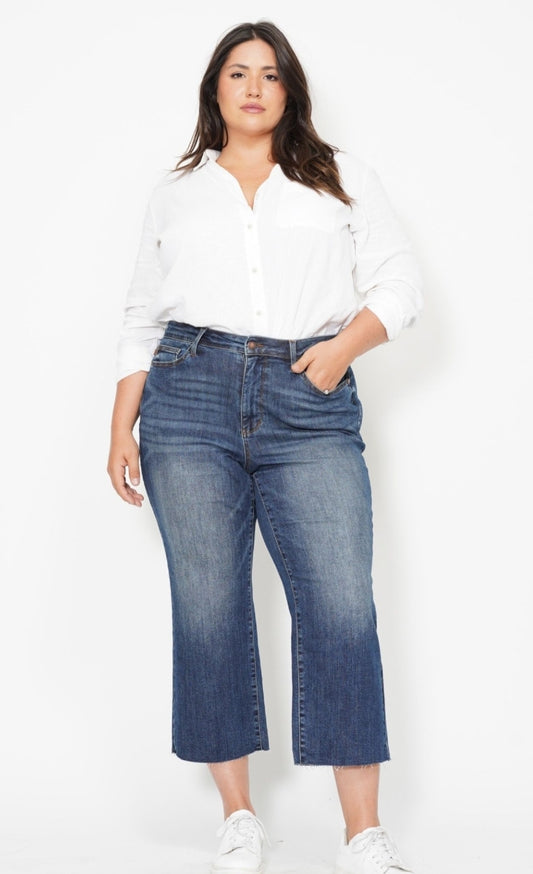 Judy Blue High Rise Embroidered Wide Leg Plus