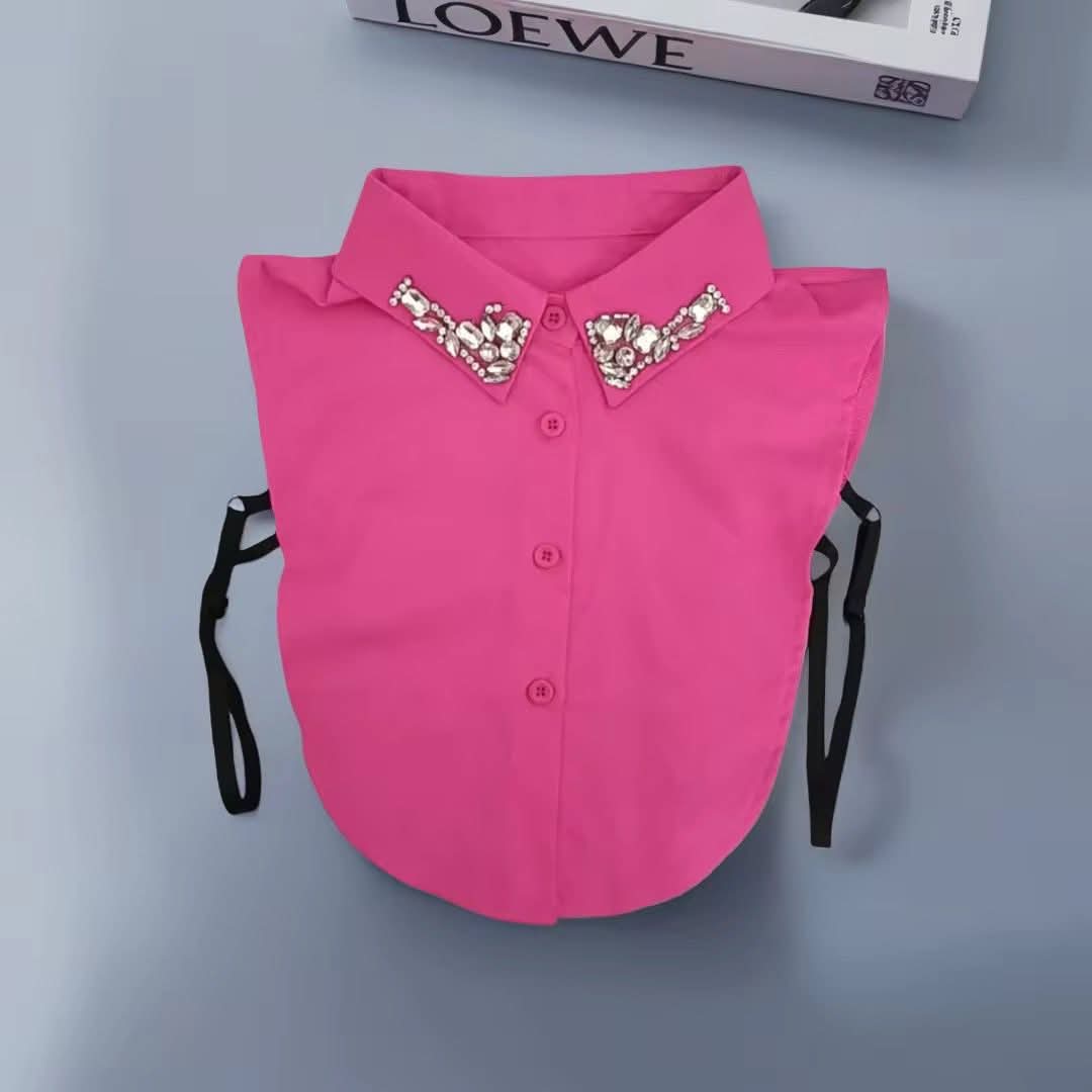 Decorative Faux Collars Pink Rhinestone