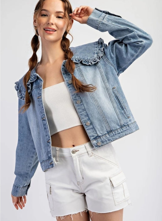 Mineral Washed Sailor Denim Jacket