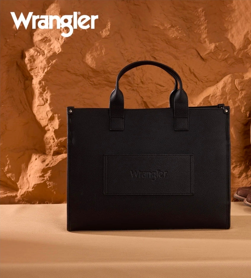 Wrangler Structured Work Tote/Large Carry-All Tote/Crossbody with Pouch - Black