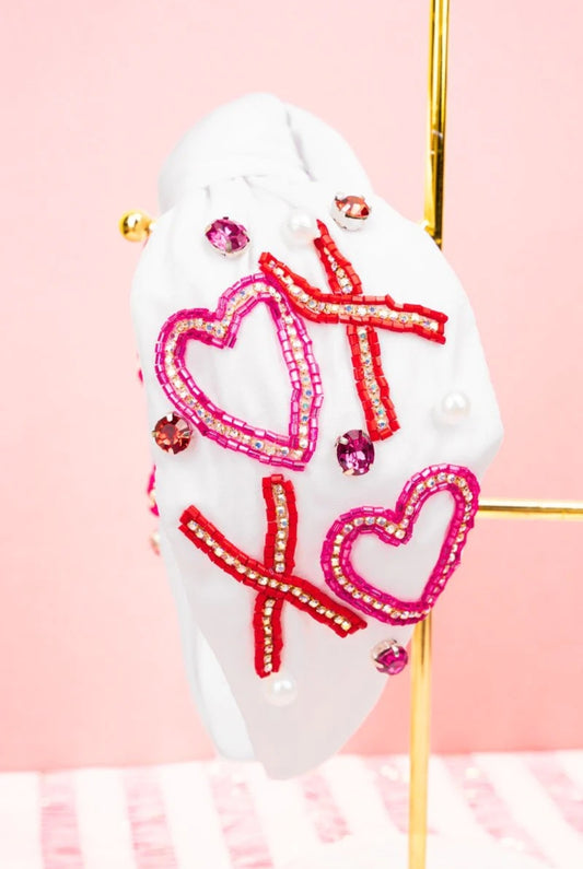 Viola Hugs & Kisses White Knotted Headband