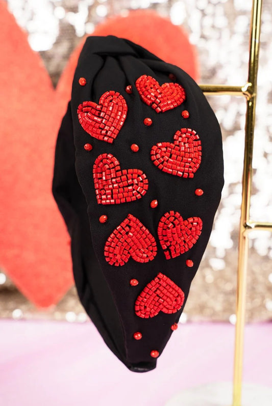 Heartbreaker Black & Red Knotted Headband