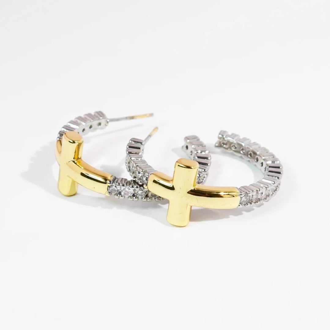 Glam Cross Hoops