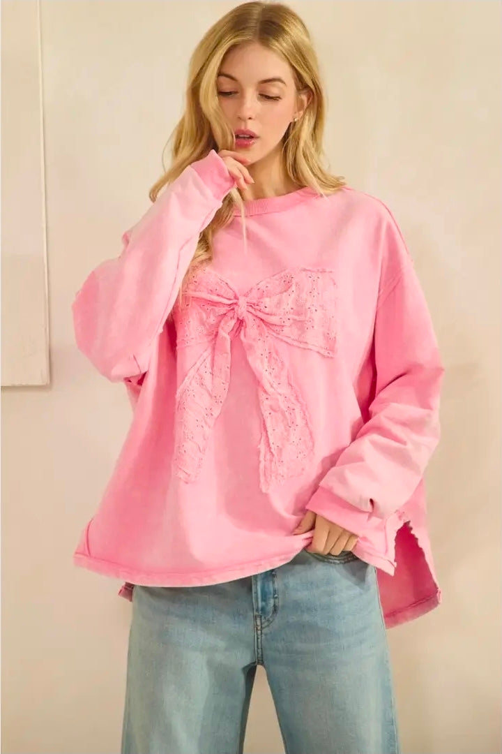 Blushing Bow Lace Pullover 🎀💖