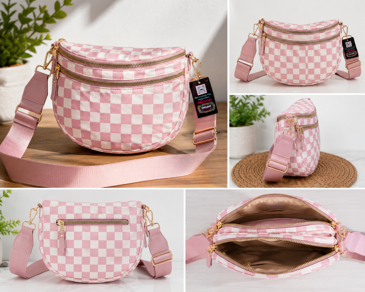 🩷 Blush Check Chic Crossbody