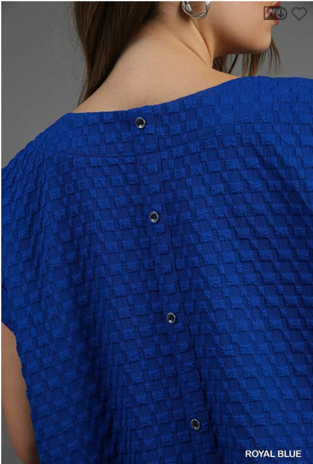 Blue Jacquard Back Buttons Top Regular