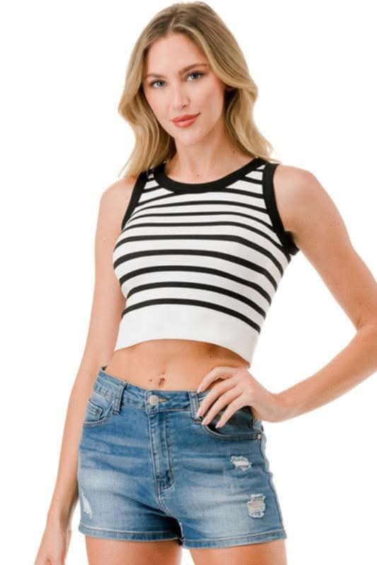 Striped Crop Top Black/White