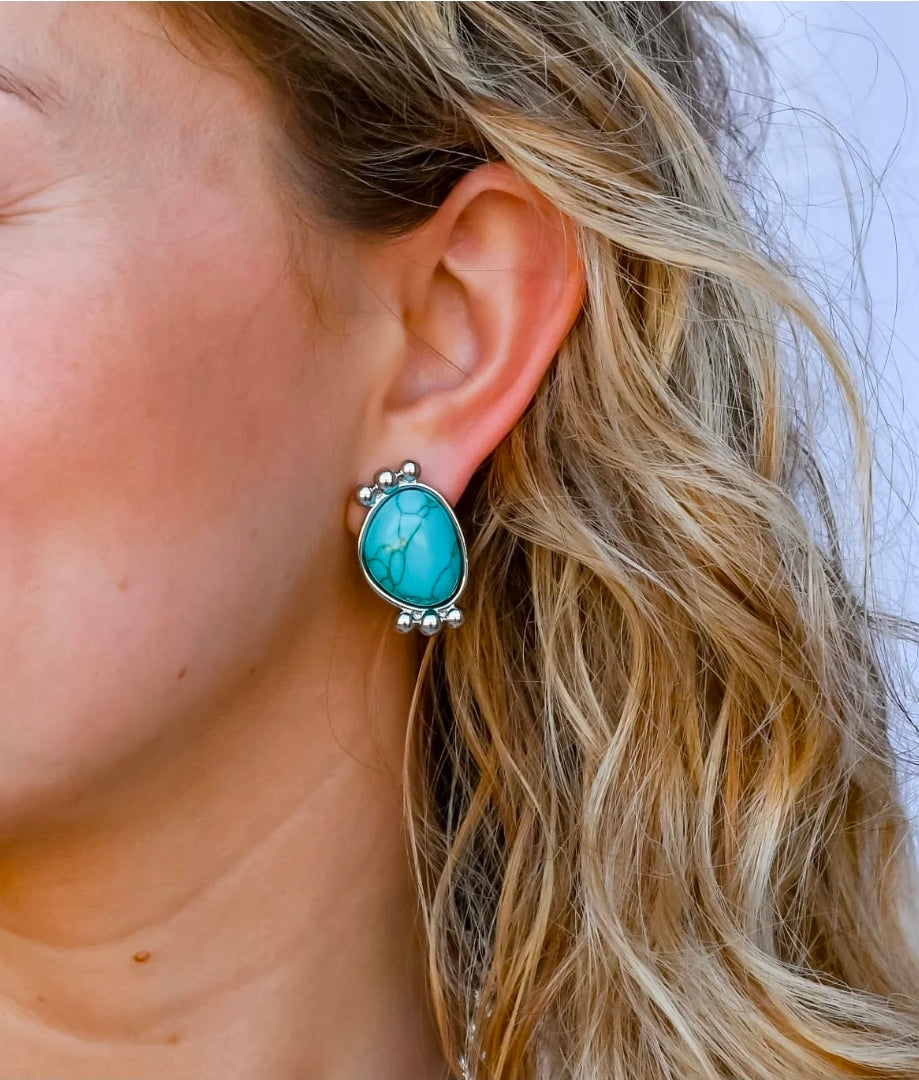 Turquoise Silver Serenity Studs
