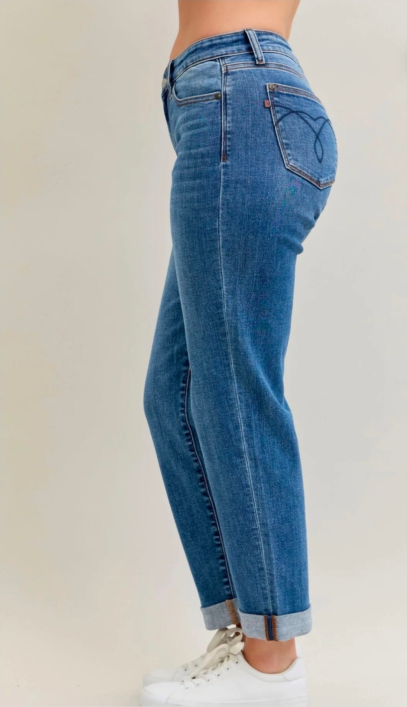Judy Blue Classic Mid Rise Cuffed Boyfriend