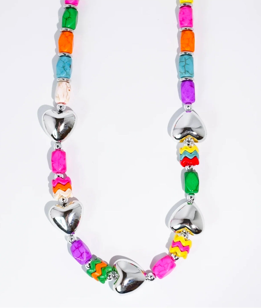 Heart Pop Silver Necklace