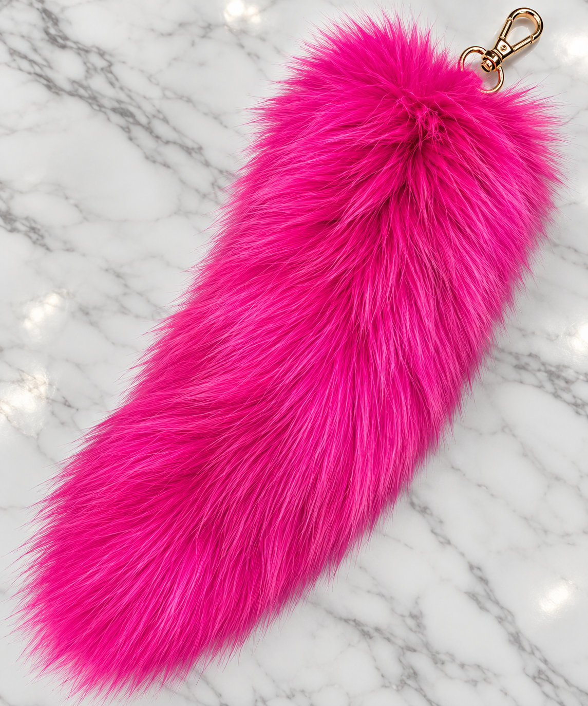 💗 Large Hot Pink Fox Fur Tail 💗