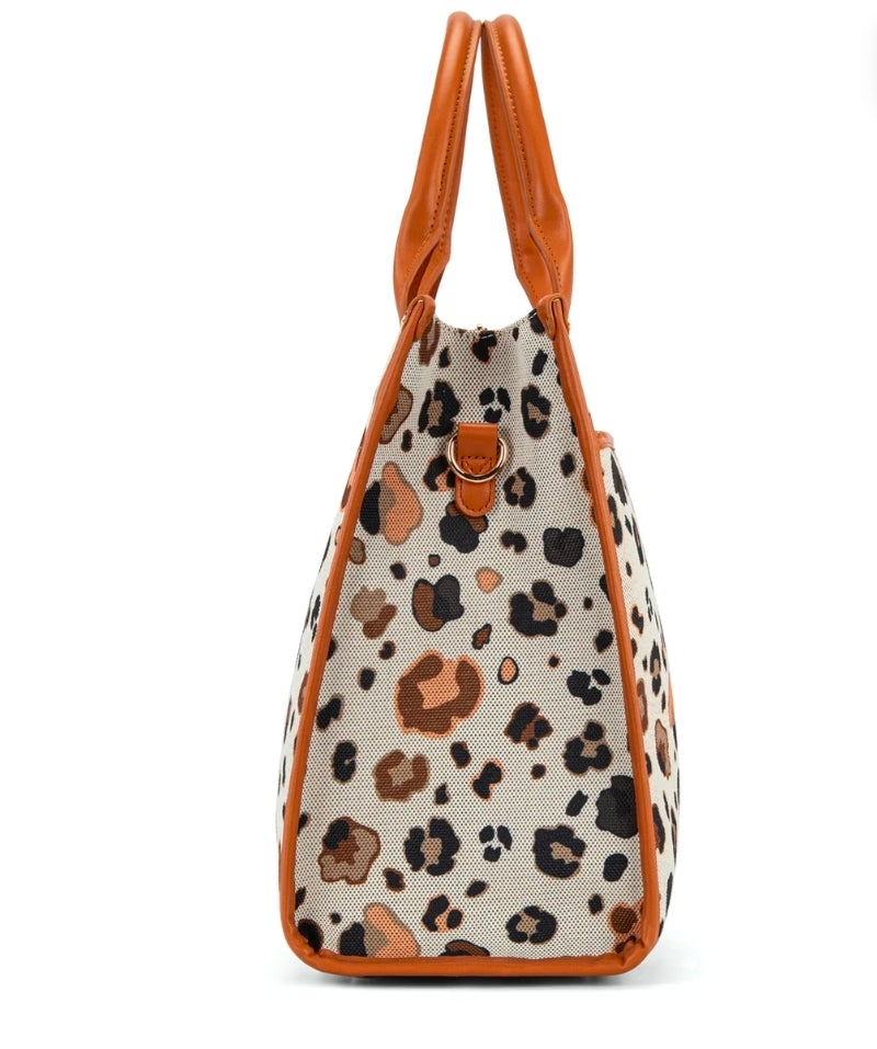 Wrangler Leopard Print Canvas Oversized Tote with Adjustable Strap - Brown