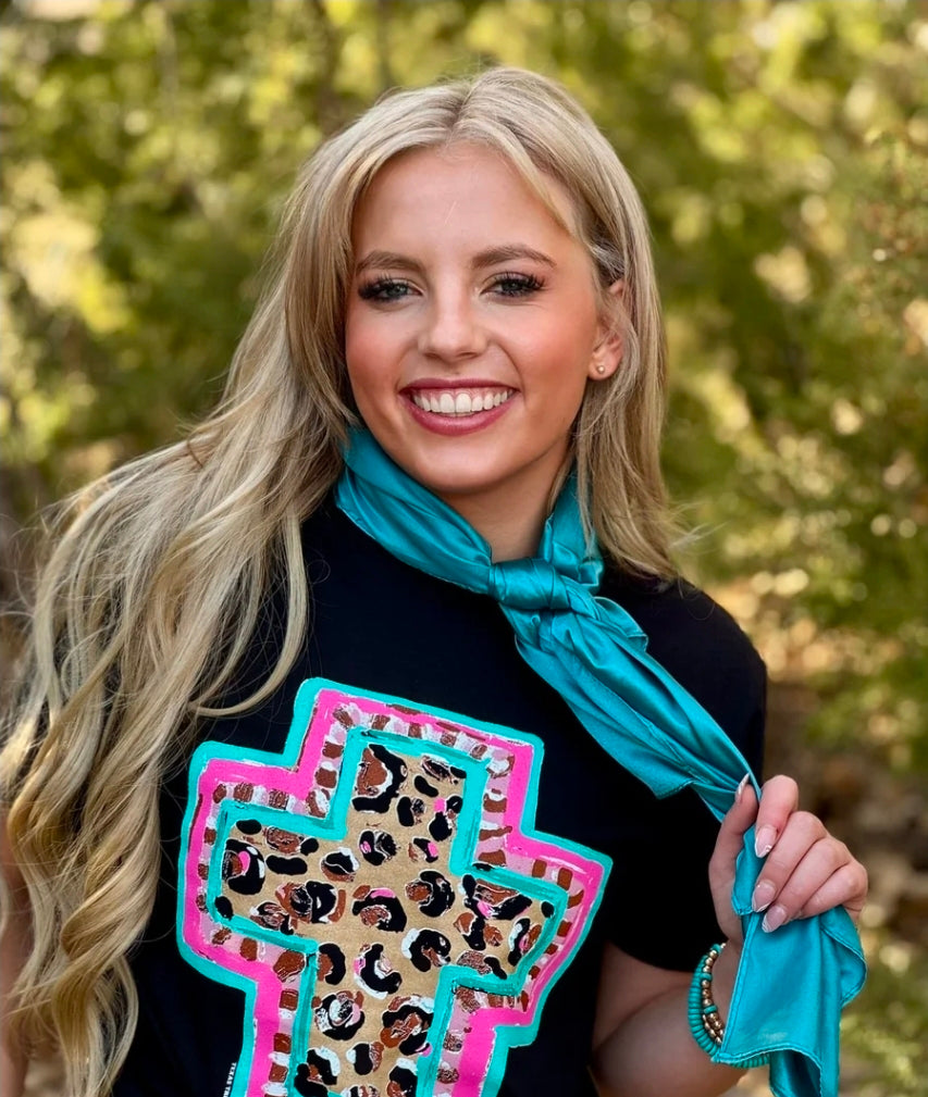 Callie Ann Stelter Spring Time Leopard Cross Tee