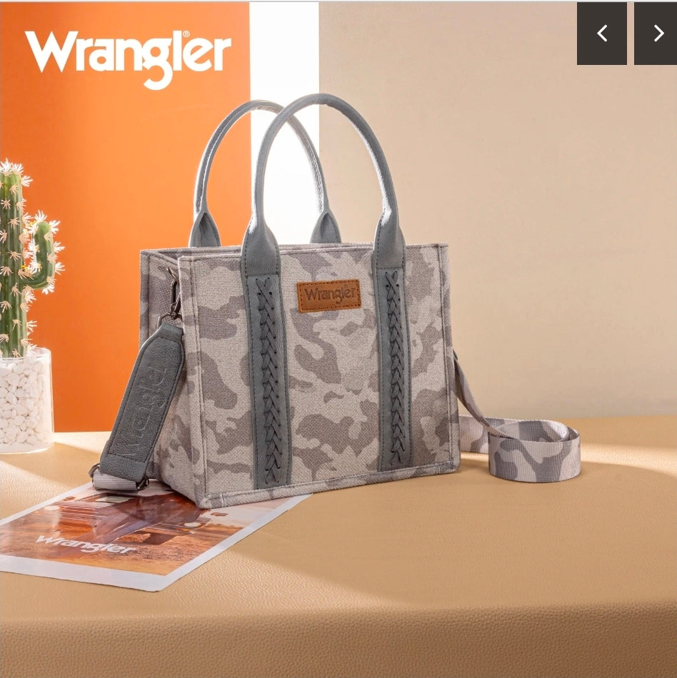 Wrangler Camo Print Tote/Crossbody -Grey
