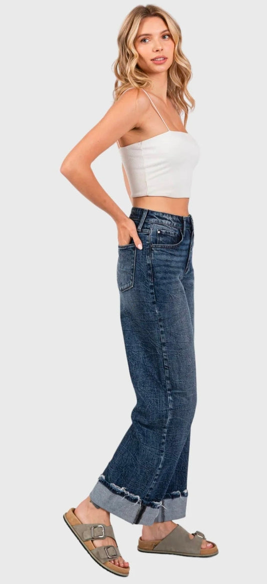 Petra HIGH RISE COMFORT STRETCH WIDE LEG W/ CUFFED HEM