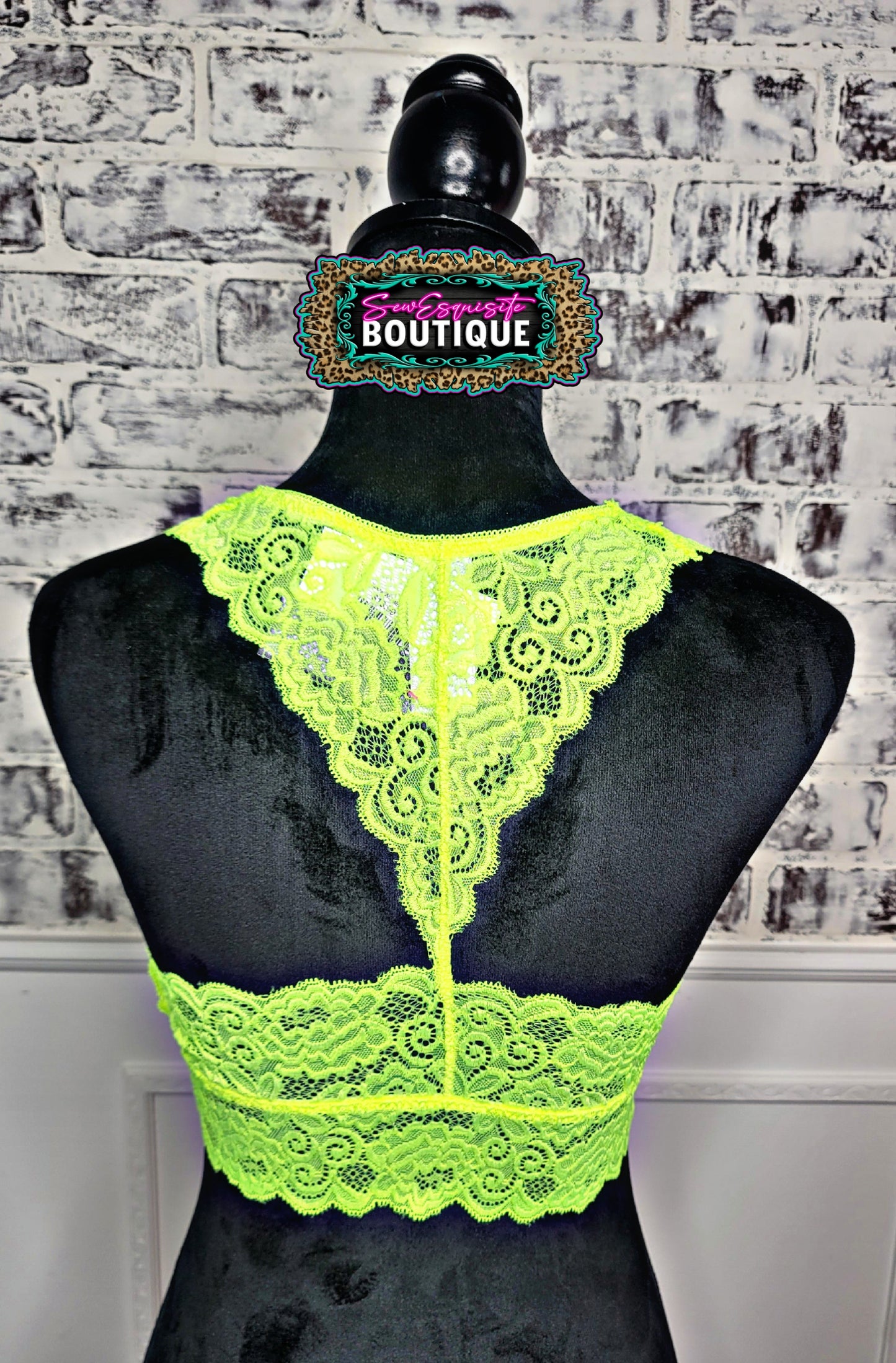 Neon Yellow WOMEN'S LACE PADDED BRALETTE