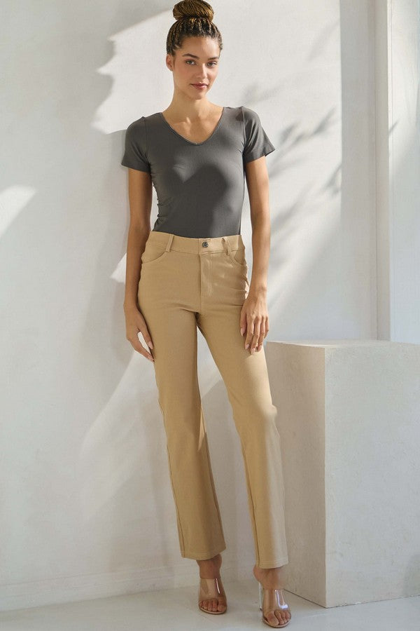 Women's Classic Solid Straight Leg Jeggings - Camel