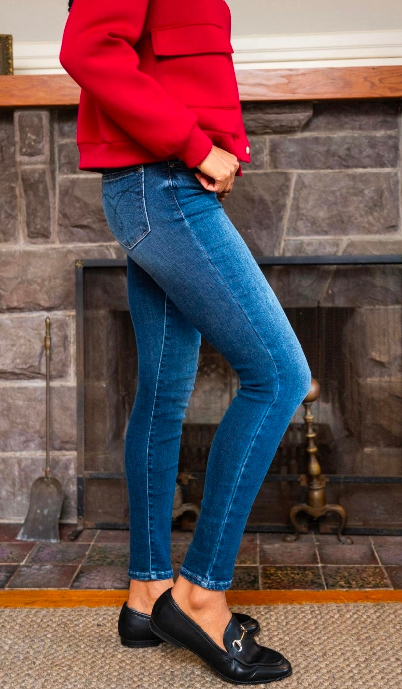 Judy Blue Mid Rise Thermal Skinny Denim Jeans