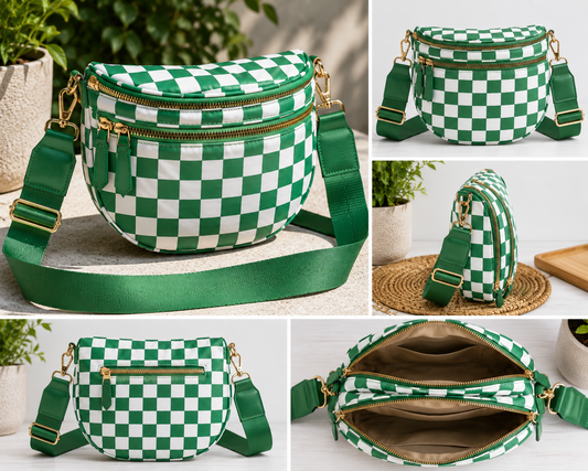 💚 Emerald Check Crossbody