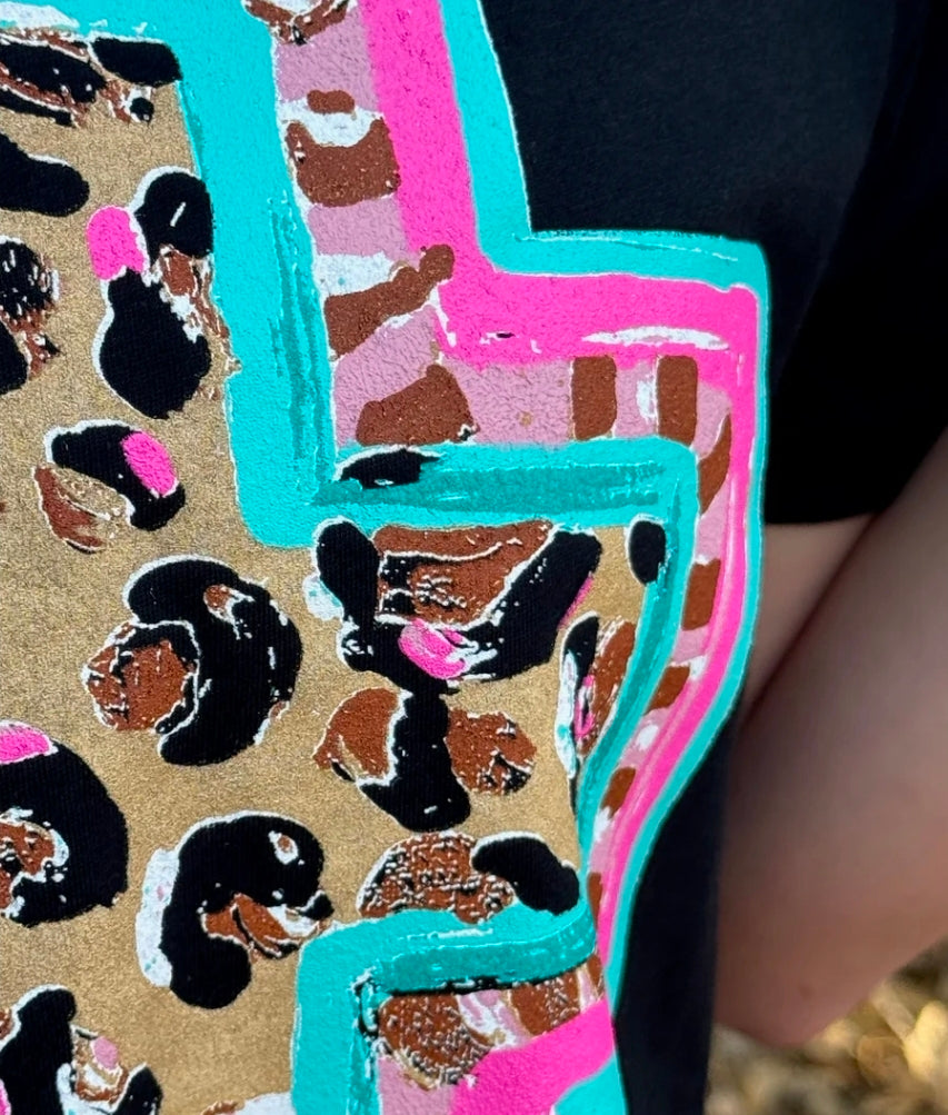 Callie Ann Stelter Spring Time Leopard Cross Tee
