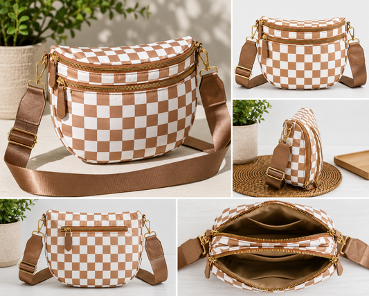 🤎 Mocha Check Crossbody