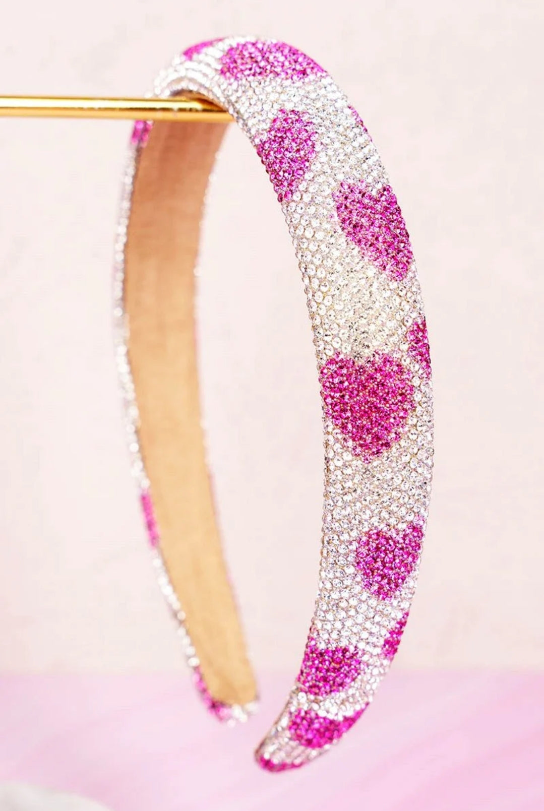 Viola Pink Crystal Heart Headband