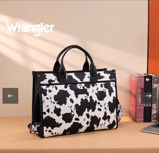 Wrangler Laptop Tote Bag Cow- Black