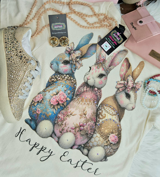 Happy Easter Glam Bunny Tee