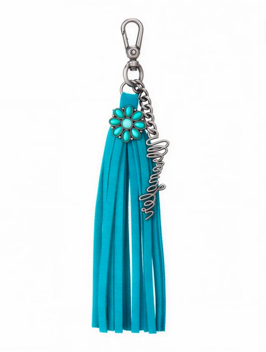 Wrangler Turquoise Fringe Suede Bag Charm - Turquoise