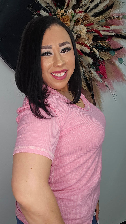 Pretty in Pink Ribbed Top