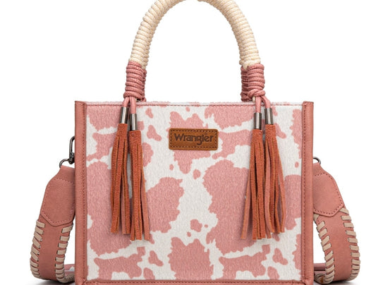 Wrangler Cow Print Tote/Crossbody -Pink
