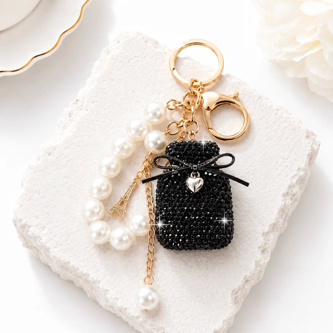 🖤✨ Midnight Glam Rhinestone Bag Charm