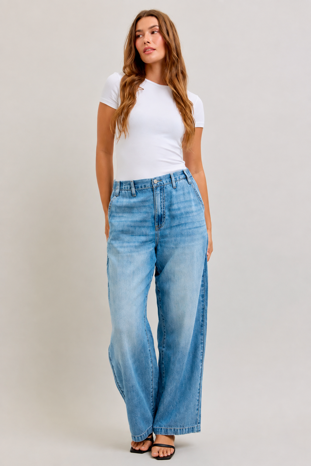 Judy Blue High Waisted Lightweight Baggy Elastic Waist Jeans