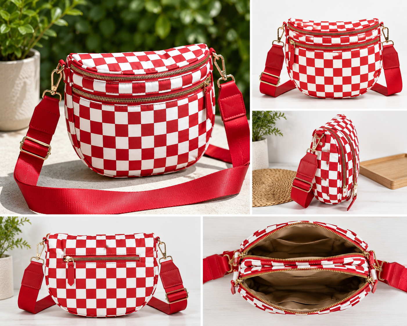 ❤️ Cherry Check Statement Crossbody