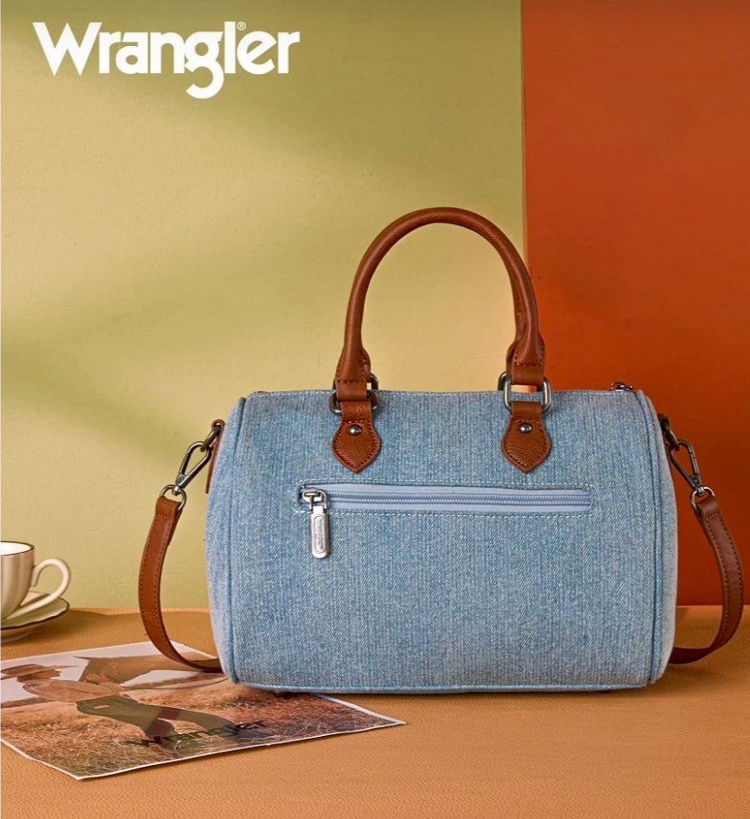 Wrangler Western Rhinestone Denim Boston Bag/Crossbody - Jean