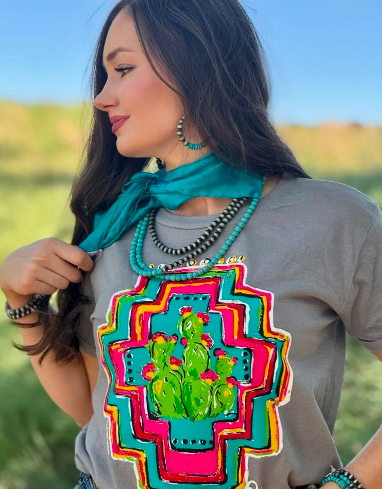 Callie Ann Stetler Aztec with Cacti Boyfriend Tee