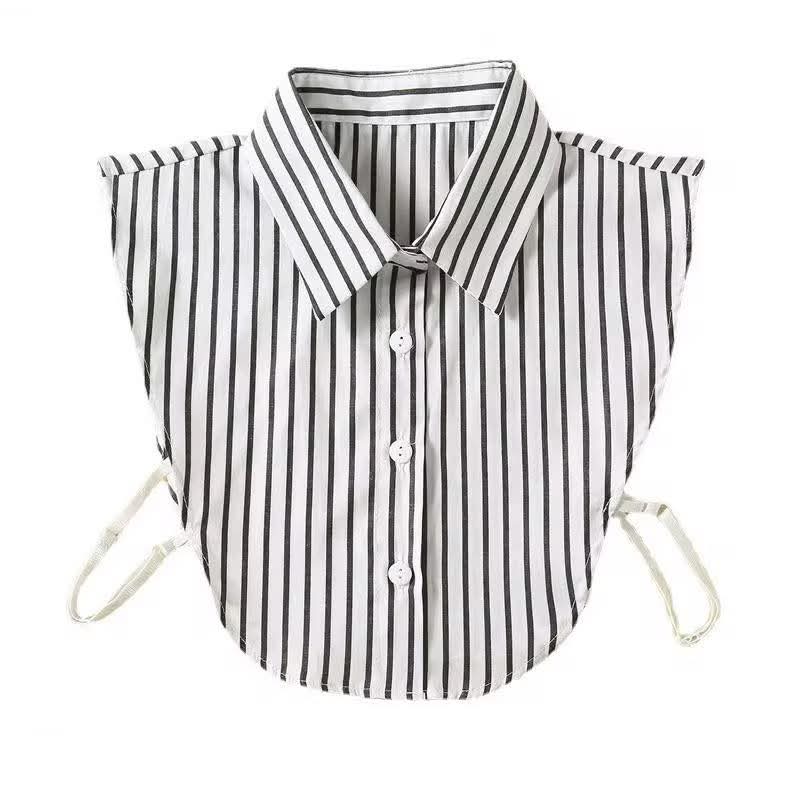 Classic Striped Faux Collar – Black & White Chic