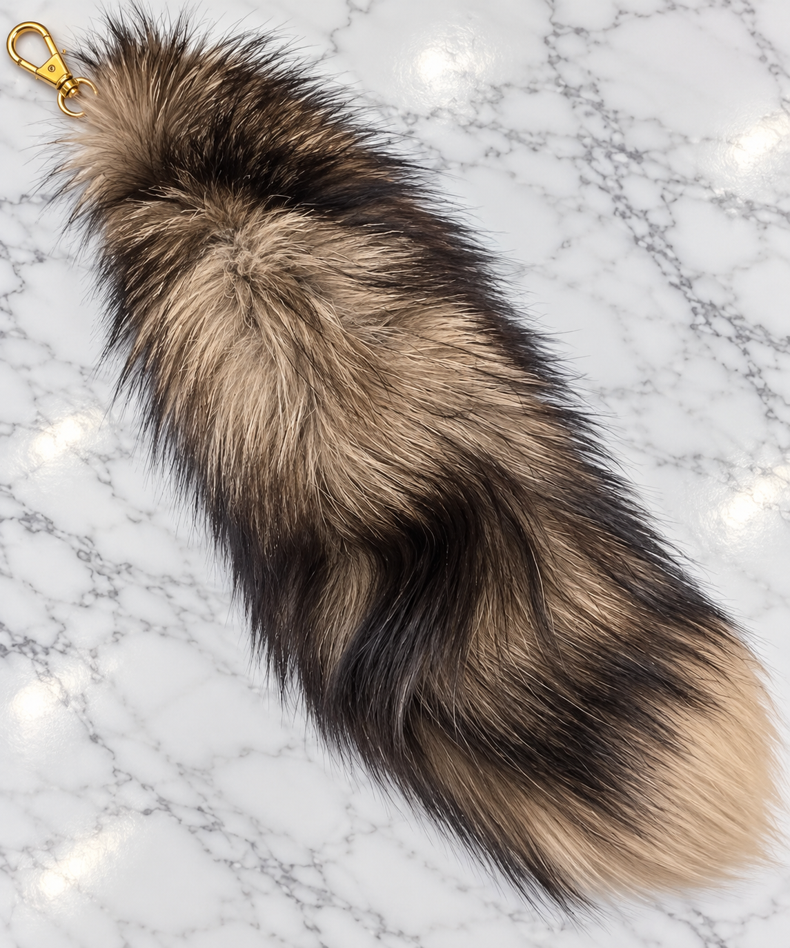 🤎 Large Natural-Tone Fox Fur Tail