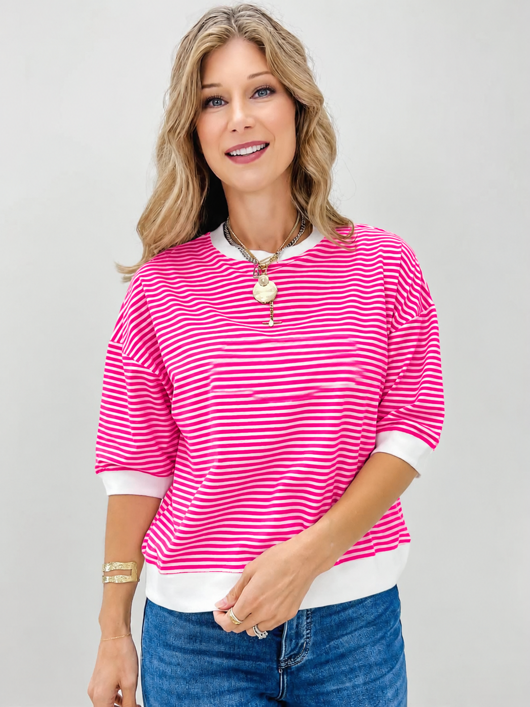 💗 Hot Pink Striped Top 💗
