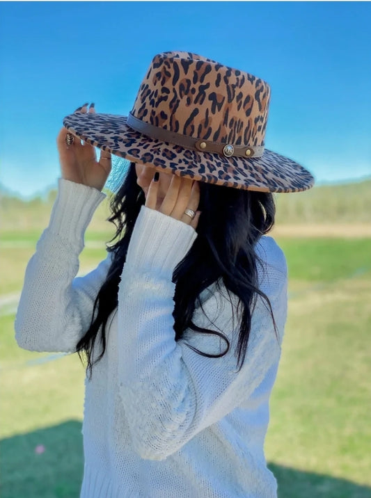Leopard Vegan Fabric C.C Panama Hat