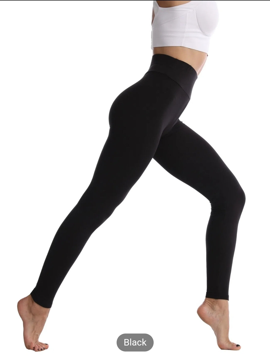 Solid Leggings, High Waist Yoga Pants Comfort Tummy Control Leggings